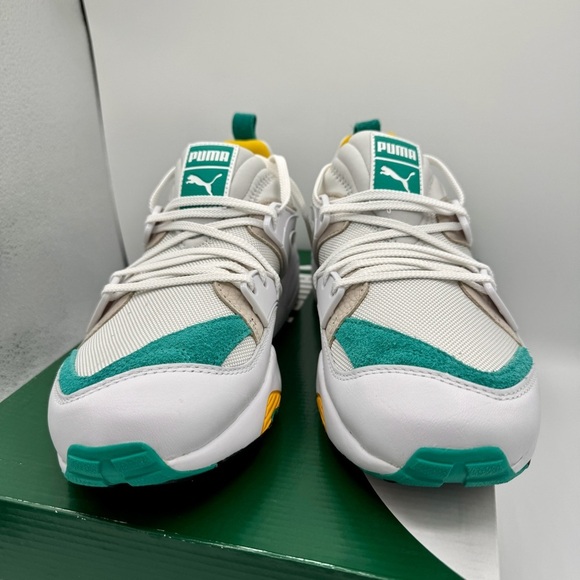 NWT Puma Blaze of Glory Retro white Sneakers Leather shoes teal accents NEW main image 13